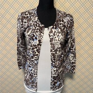 Cable & Gauge Leopard Cardigan